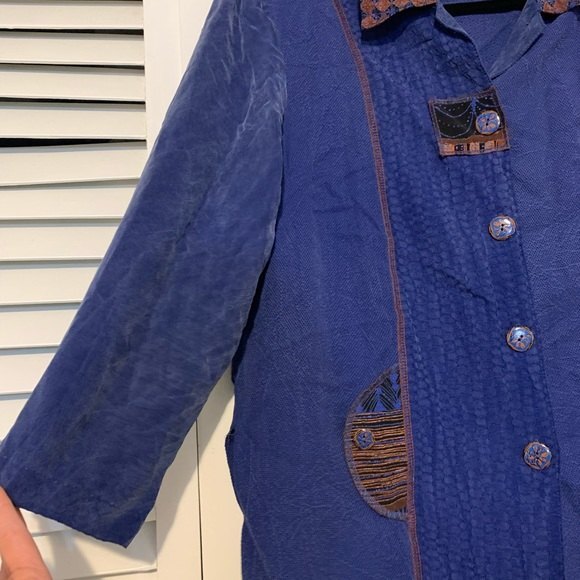 Vintage Nancy Bolen City Girl Large Western/Boho Patchwork Button Down Top - Picture 11 of 14